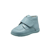 Andanines Boys Velcro Strap Leather Boot in Pale Blue Patent